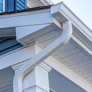 close up of white kstyle gutters