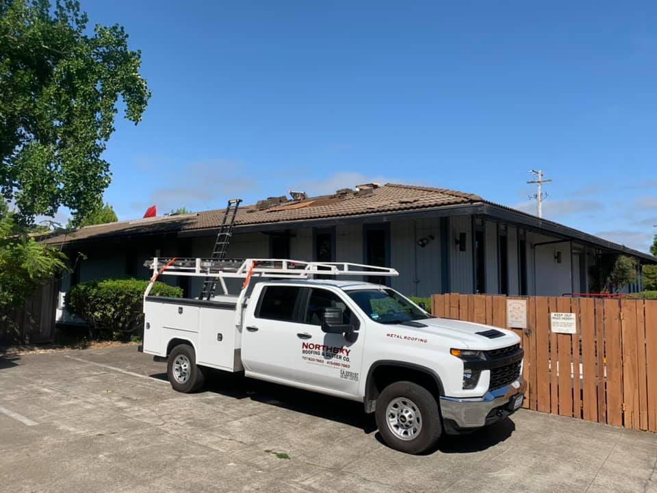 Northbay Roofing crew installing a new roof in San Rafael CA