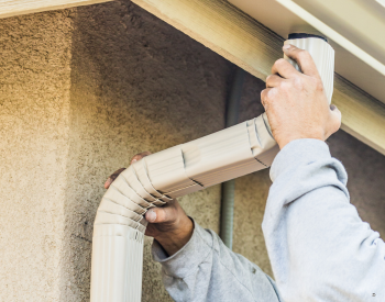Seamless gutter replacement by a skilled professional  on a residential home in Kentfield, CA.